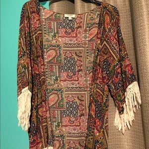 Colorful fringe cardigan